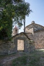 View of the entrance to the 10th century church of Sant Joan de FÃÂ bregas in Rupit, Catalonia
